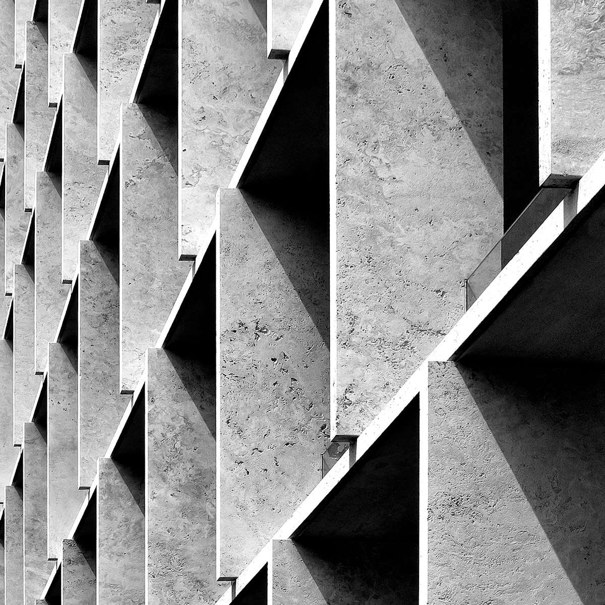 Repeating vertical fins on a building facade