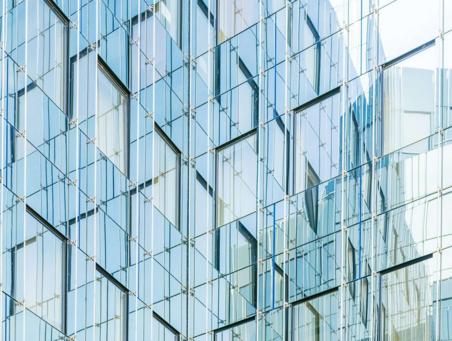 Close detail of a glass office facade